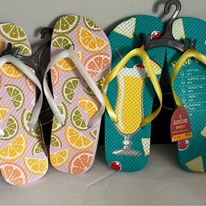 Juncture Citrus Pina colada Print Women's Sandals. Size S(5/6)